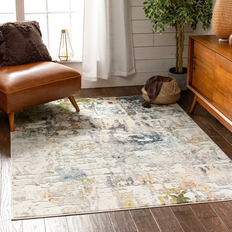 Well Woven Farah Abstract Blue, Beige, Ivory, Seafoam Blue, Teal, Olive